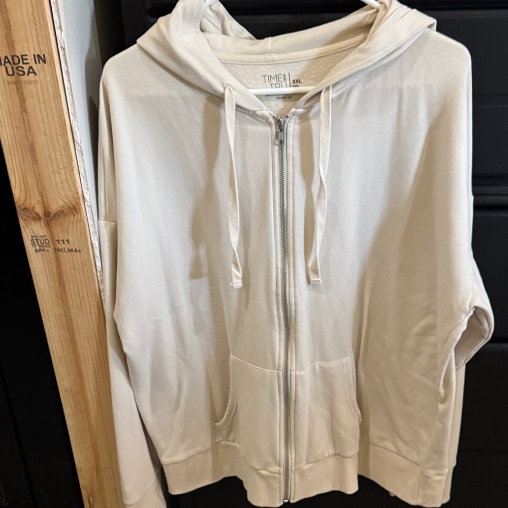 Time and Tru Beige Zip-Up Hoodie